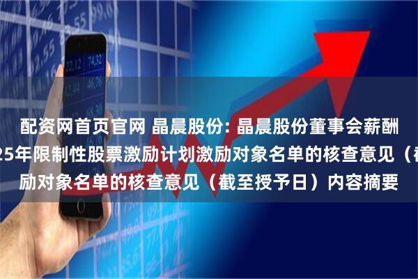 配资网首页官网 晶晨股份: 晶晨股份董事会薪酬与考核委员会关于2025年限制性股票激励计划激励对象名单的核查意见(截至授予日)内容摘要